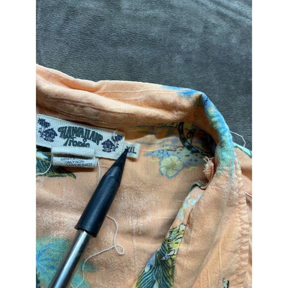 Hawaiian Tropic short Sleeve button shirt XXL peach floral - Picture 4 of 5